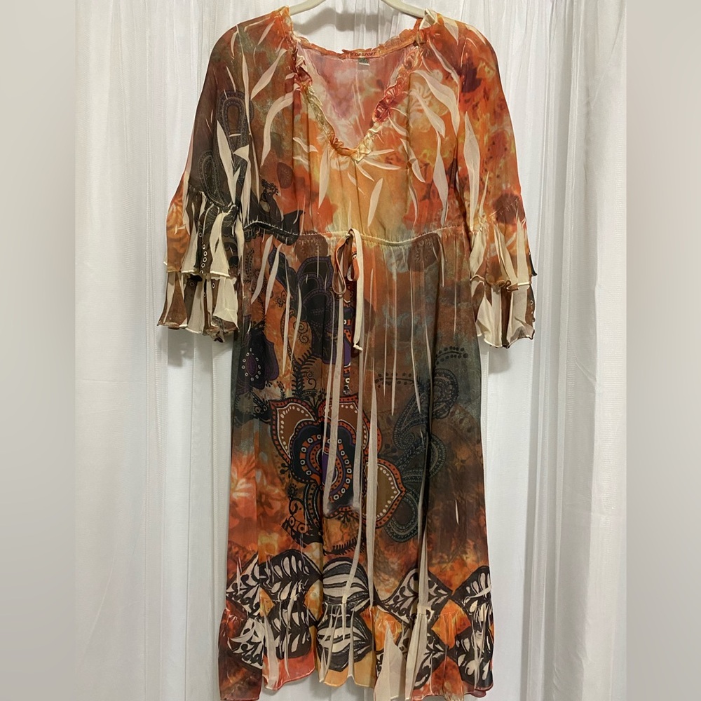 New DB SPORT Sheer midi dress with ruffled edges Medium